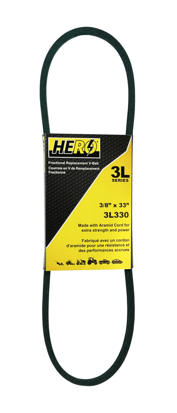 HERO® 3/8 inch x 33 inch Aramid Kevlar Lawn Mower Belt Replacement For Reference 3L Series V-Belts 3L330 3L330K