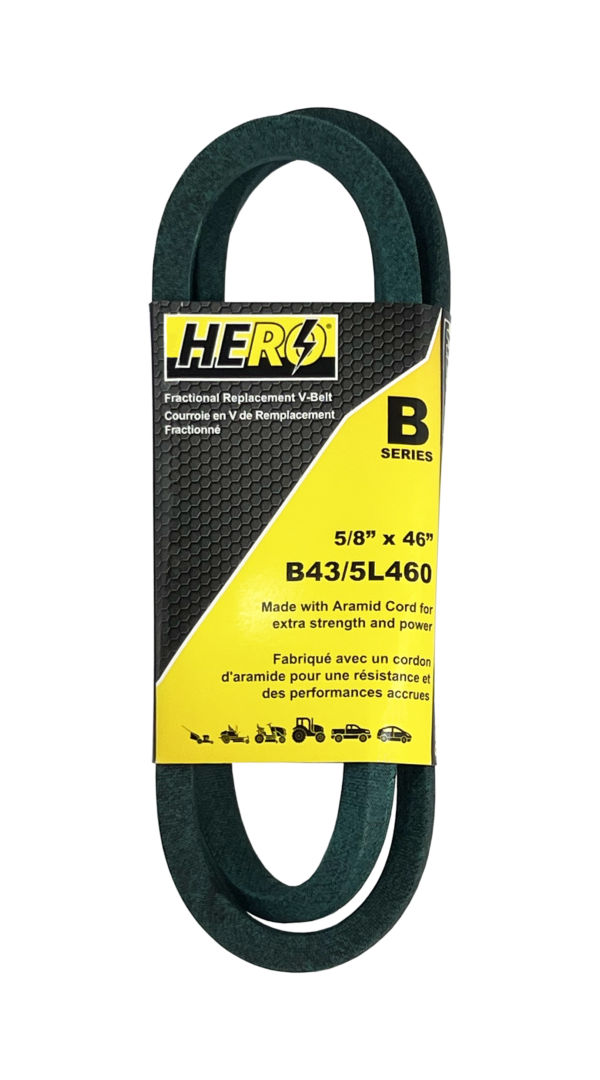 HERO® 5/8 inch x 46 inch Aramid Kevlar Lawn Mower Belt Replacement For Reference B43 5L460