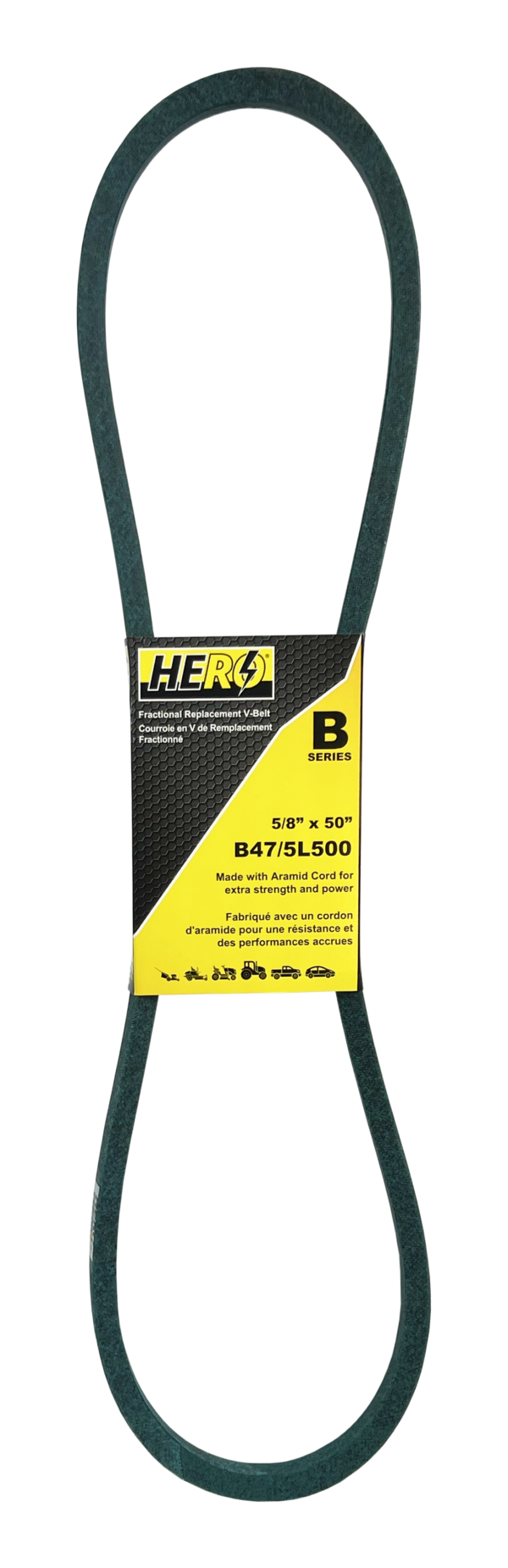 HERO® 5/8 inch x 50 inch Aramid Kevlar Lawn Mower Belt Replacement For Reference B47 5L500