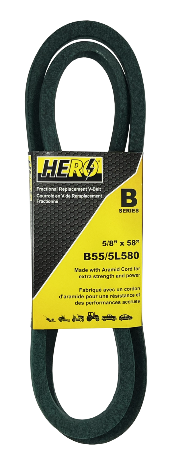 HERO® 5/8 inch x 58 inch Aramid Kevlar Lawn Mower Belt Replacement For Reference B55 5L580