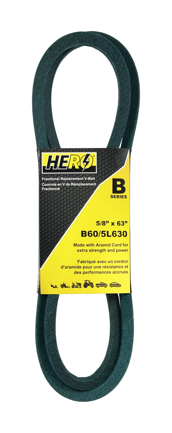 HERO® 5/8 inch x 63 inch Aramid Kevlar Lawn Mower Belt Replacement For Reference B60 5L630