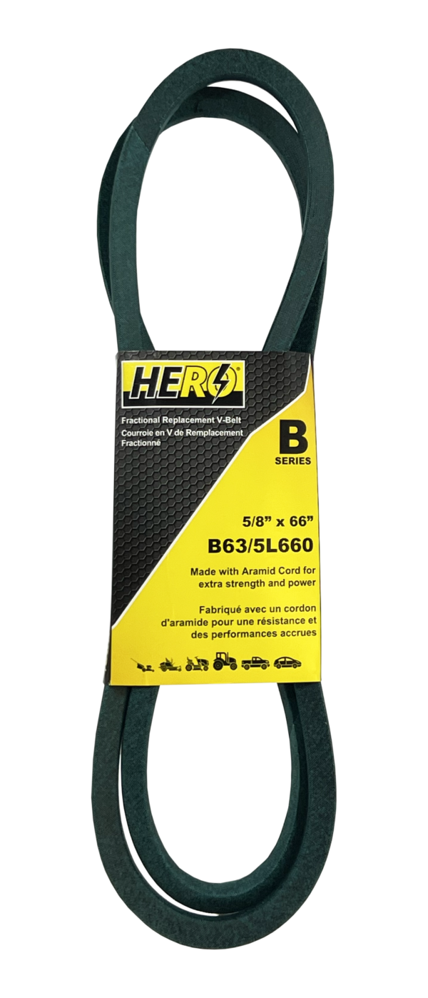 HERO® 5/8 inch x 66 inch Aramid Kevlar Lawn Mower Belt Replacement For Reference B63 5L660