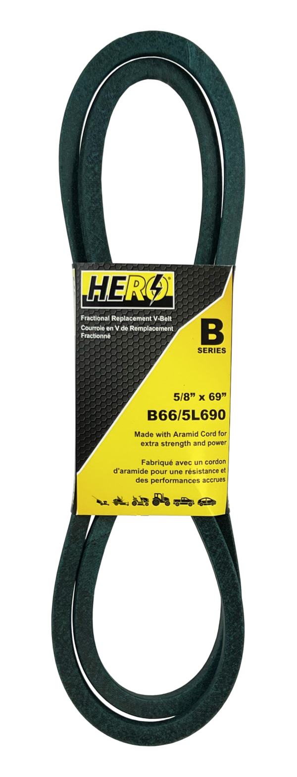 HERO® 5/8 inch x 69 inch Aramid Kevlar Lawn Mower Belt Replacement For Reference B66 5L690