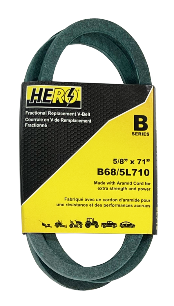 HERO® 5/8 inch x 71 inch Aramid Kevlar Lawn Mower Belt Replacement For Reference B68 5L710