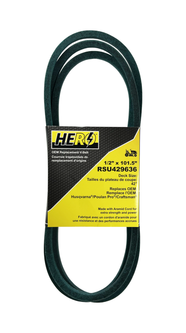 HERO OEM Aramid Kevlar Replacement Belt for 429636 - Fits Poulan, Husqvarna, Craftsman - 1/2" x 101"