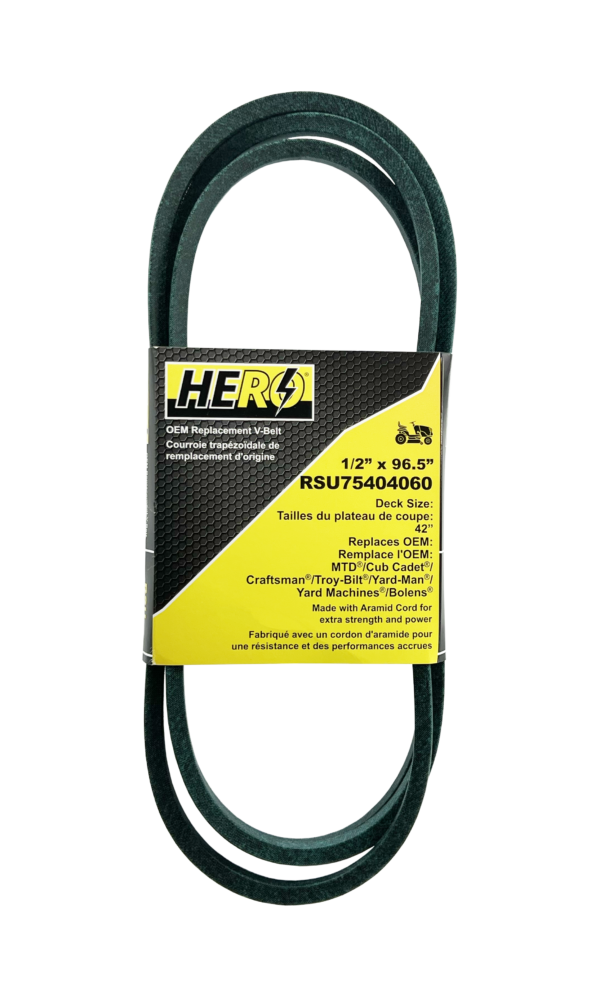 HERO OEM Aramid Kevlar Replacement Belt for Cub Cadet 75404060 - Fits John Deere, MTD - 1/2" x 96-1/2"